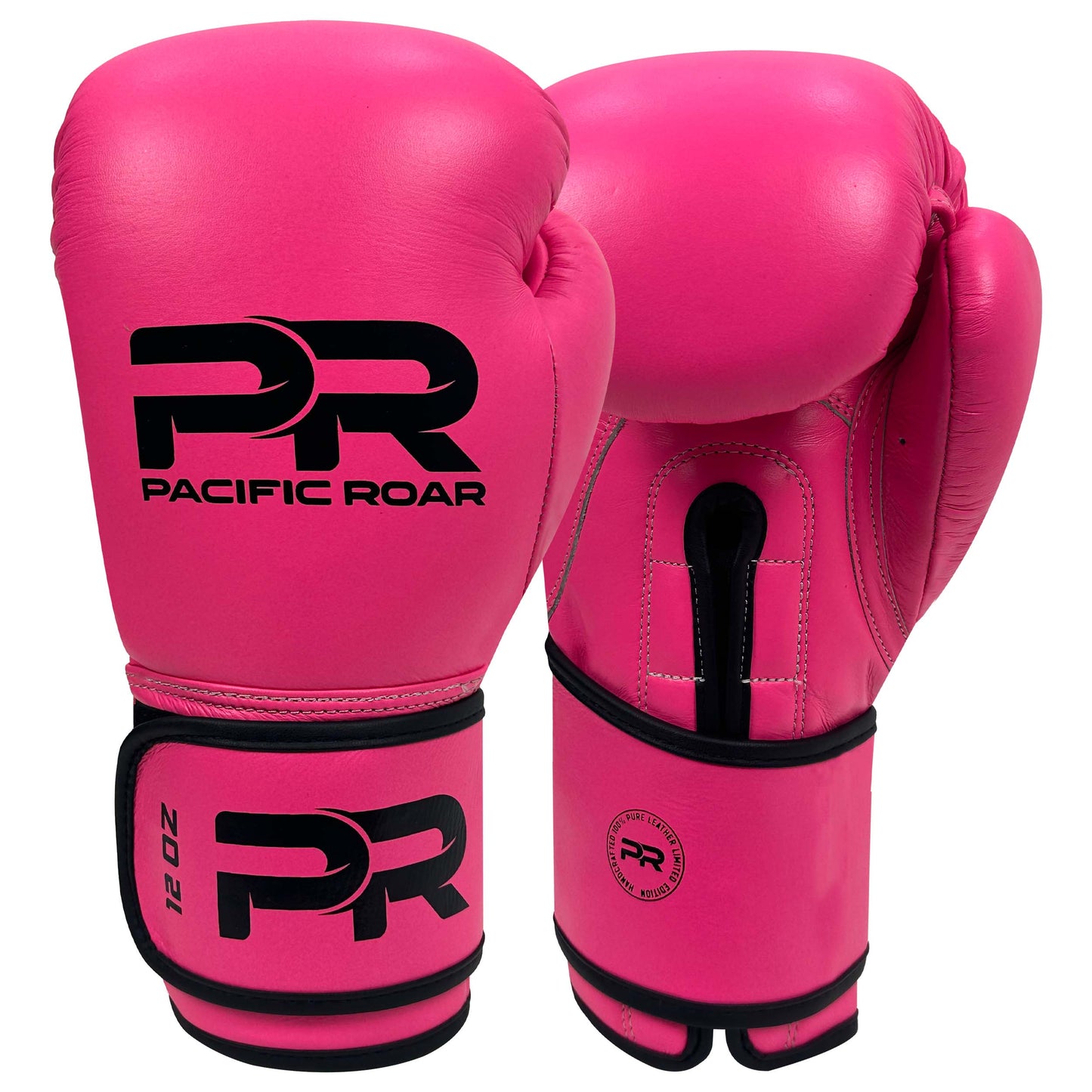 Pure Leather Boxing Gloves Set – Gloves, Hand Wraps & Storage Box [Pink]