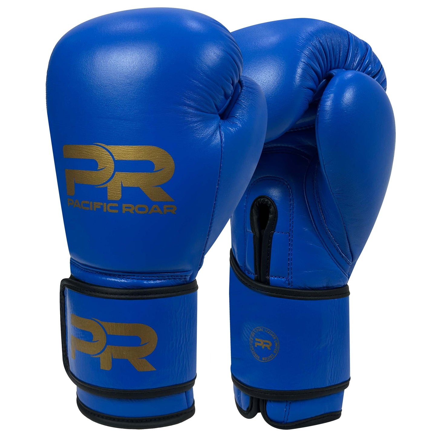 Pure Leather Boxing Gloves Set – Gloves, Hand Wraps & Storage Box [Blue]