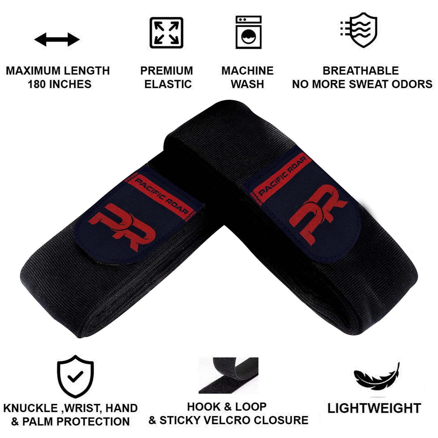 Pure Leather Boxing Gloves Set – Gloves, Hand Wraps & Storage Box [Black]
